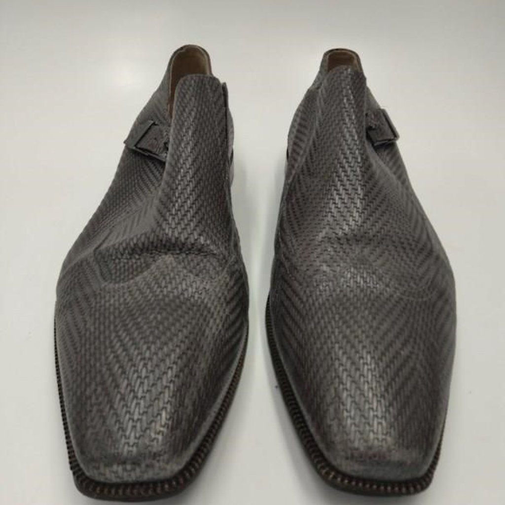 Cesare Paciotti Wing Tip Monk Strap Dress Shoes Size 12us Grey Leather Italy